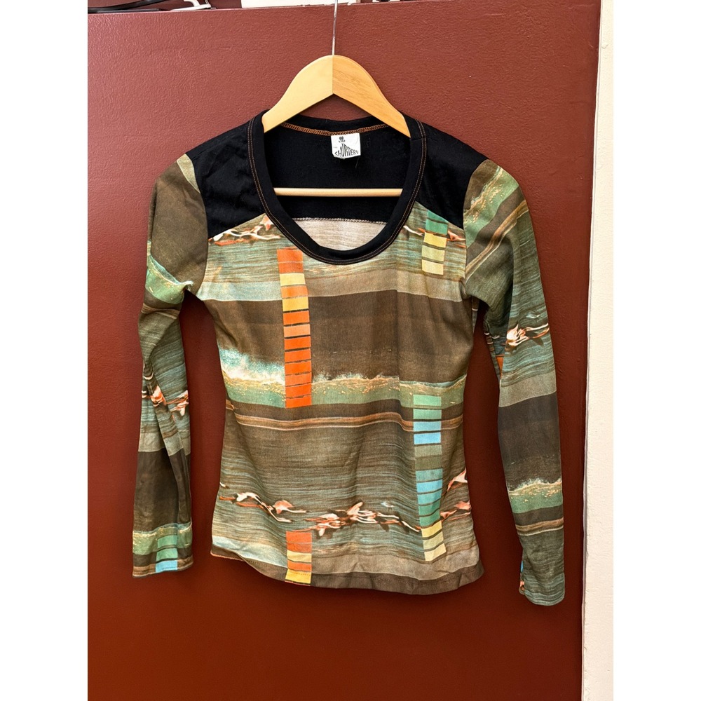 Vintage The Shirtery Long Sleeve Top Abstract Earthy Avant Garde Artistic